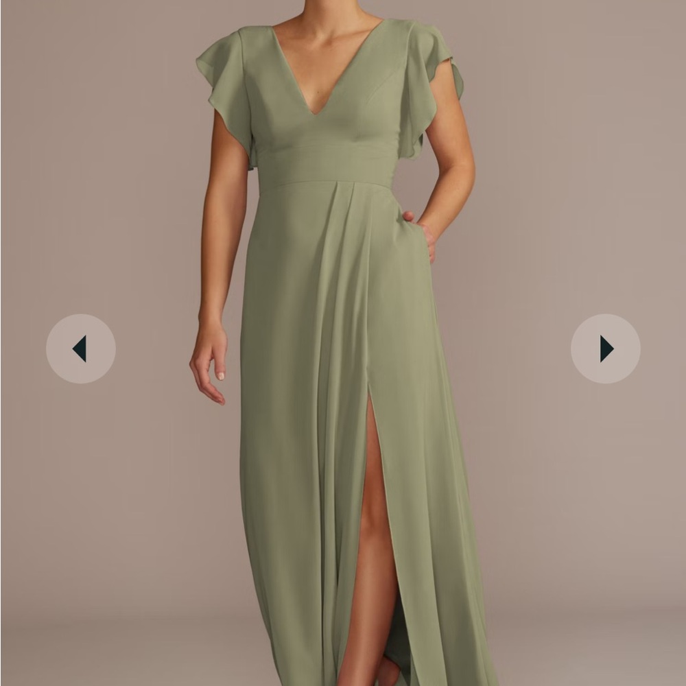 David’s Bridal Green Maxi Bridesmaids Dress